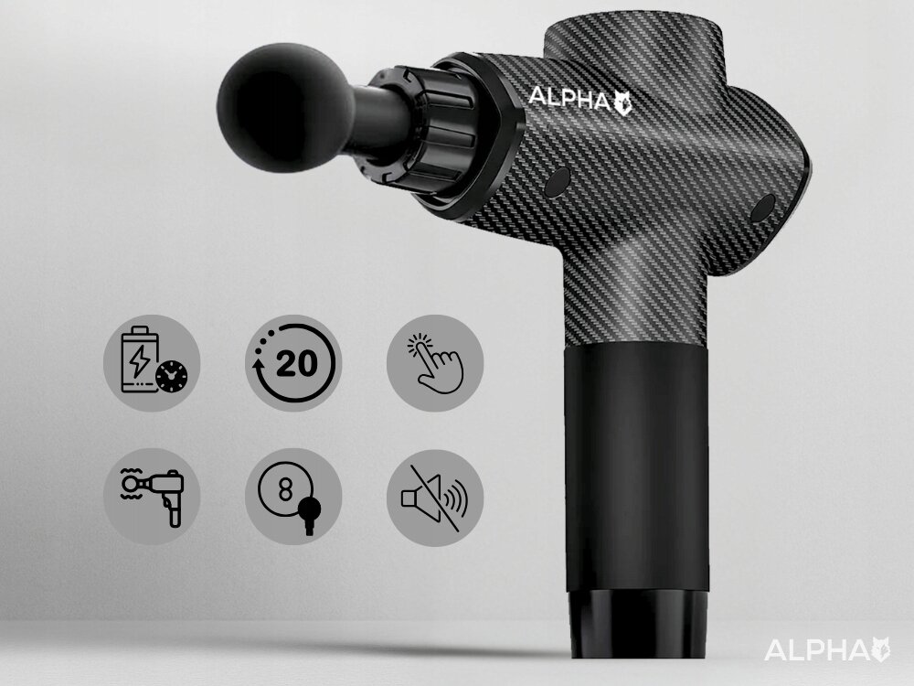 Masażer ręczny Gun ALPHA AMG-04 technologia wibracyjno-uderzeniowa, szybsza regeneracja, wygodne narzędzie, mniejsza sztywność