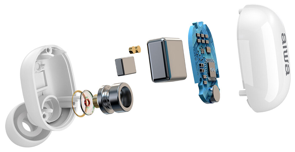 Słuchawki dokanałowe AIWA EBTW-150 słuchawki tws jedna dwie 