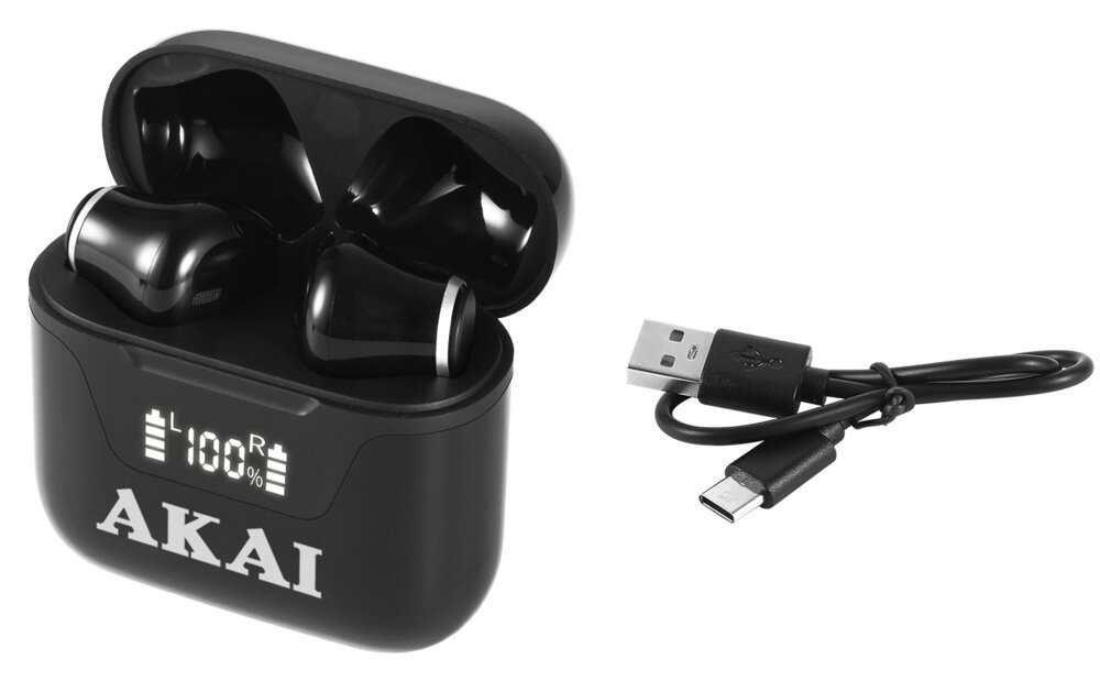 Słuchawki douszne AKAI BTE-J101 Czarny design komfort lekkość dźwięk jakość wrażenia słuchowe ergonomia lekkość sport aktywność podróże czas pracy działanie akumulator
