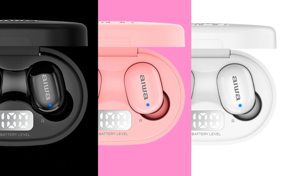 Słuchawki dokanałowe AIWA EBTW-150 bezprzewodowe brak przewodów brak kabla