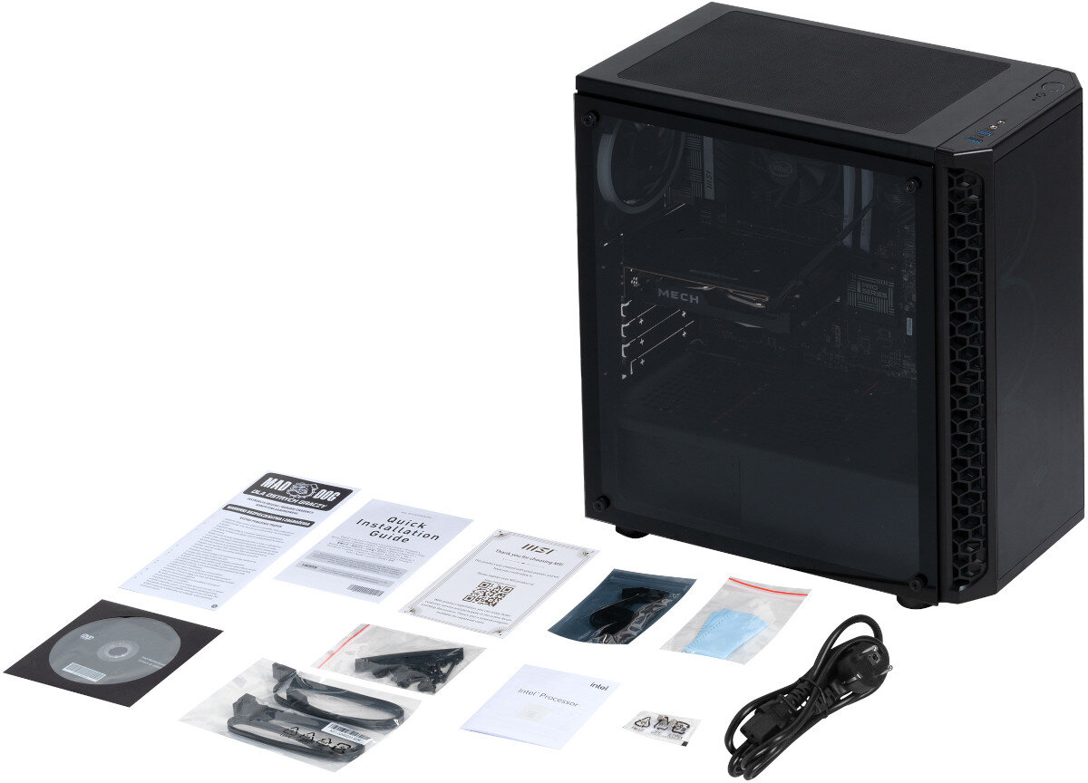 Komputer MAD DOG MD11400F-I06 i5-11400F 16GB RAM 500GB SSD 1TB HDD Radeon RX6500XT Windows 11 Home zawartosc opakowania