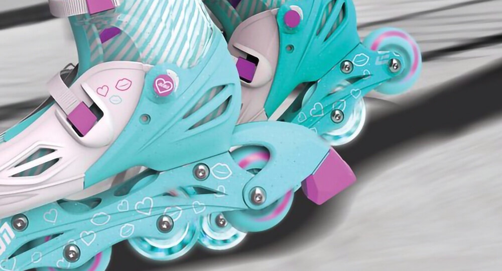 Rolki YVOLUTION Neon Inline opanuj zatrzymywanie sie hamulcem