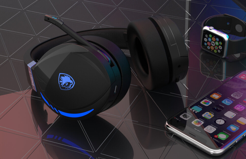 Słuchawki SADES Warden I Czarny mikrofon dźwięk łączność design waga bezprzewodowe kabel ładowanie bateria czas pracy brzmienie