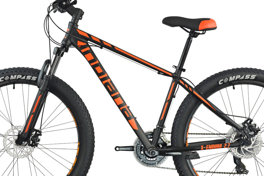 Rower gorski MTB INDIANA X-Enduro 2.7 M15 27.5 cala meski Czarno-pomarańczowy rozmiar ramy 15-calowa aluminiowa lekka odporność na korozję i uszkodzenia mechaniczne