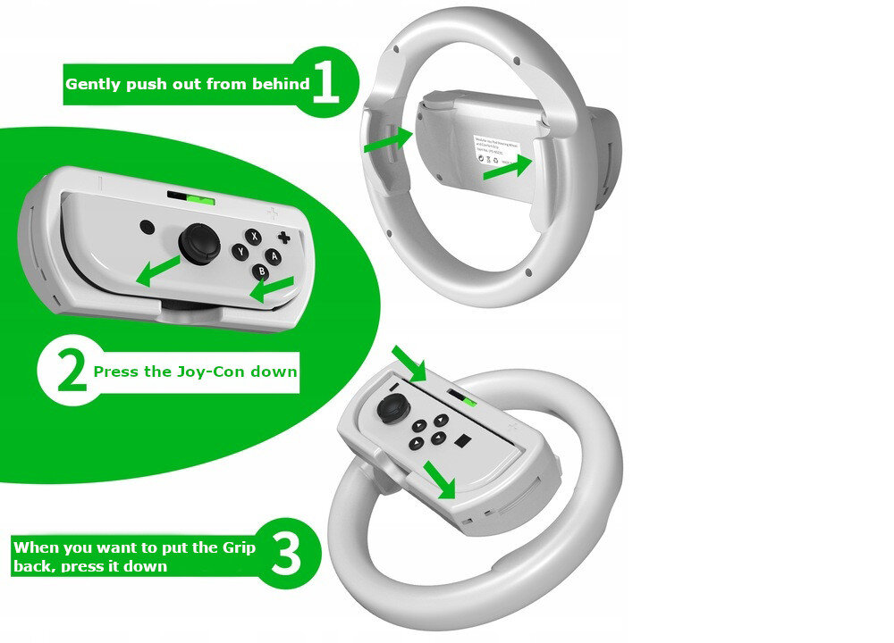 Kierownica na Joy-Con JYS Bialy sposoby uzywania