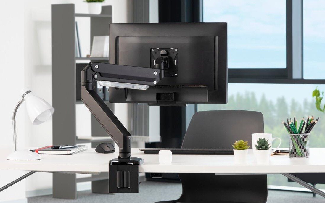 zdjęcie UCHWYTU DO MONITORA PREMIUM, OBROTOWY, SPRĘŻYNA GAZOWA, 1 RAMIĘ, 13 - 35