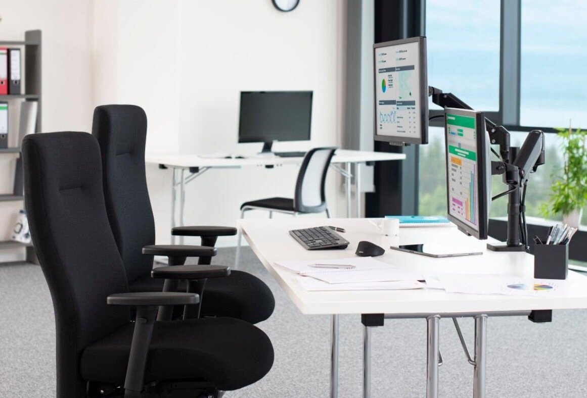 zdjęcie UCHWYTU DO MONITORA PREMIUM, OBROTOWY, SPRĘŻYNA GAZOWA,  2 RAMIONA, 13 - 32