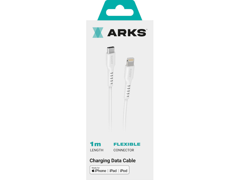 Kabel USB - Lightning ARKS 1 m bialy zestaw