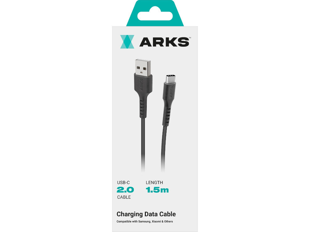 Kabel USB - USB-C ARKS 1 m czarny opakowanie
