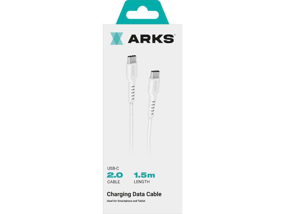 Kabel USB - USB-C ARKS 2 m bialy zestaw