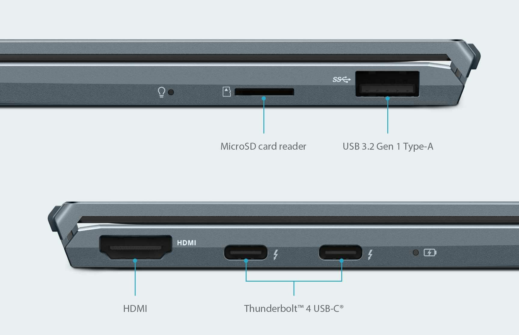 Laptop ASUS ZenBook 13 OLED - porty usb c hdmi usb