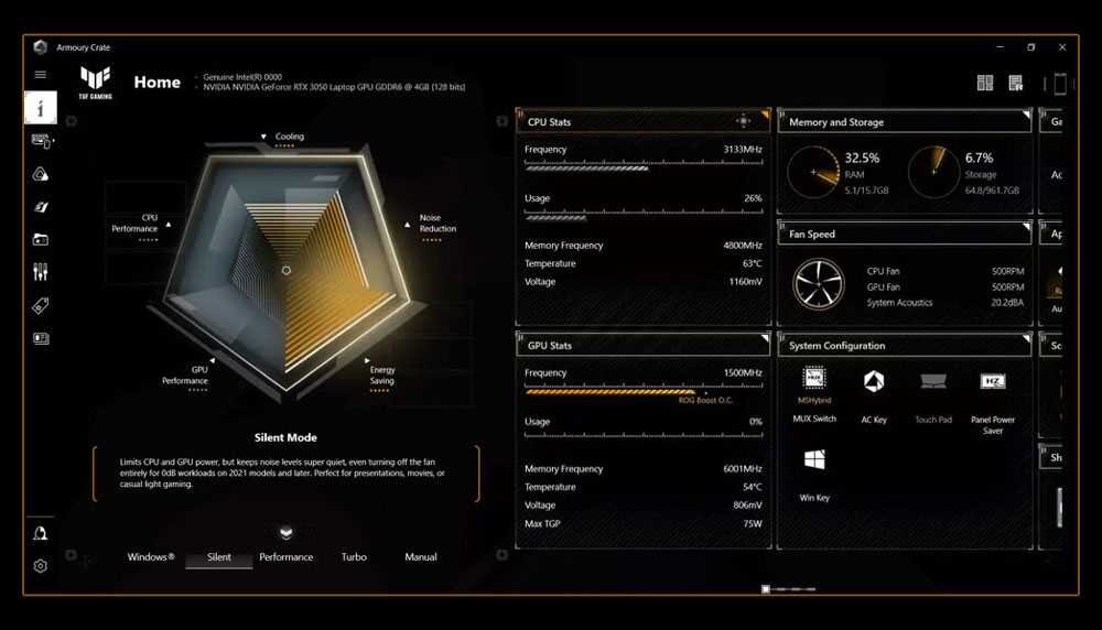 Laptop ASUS TUF Gaming A15 - Armoury Crate 