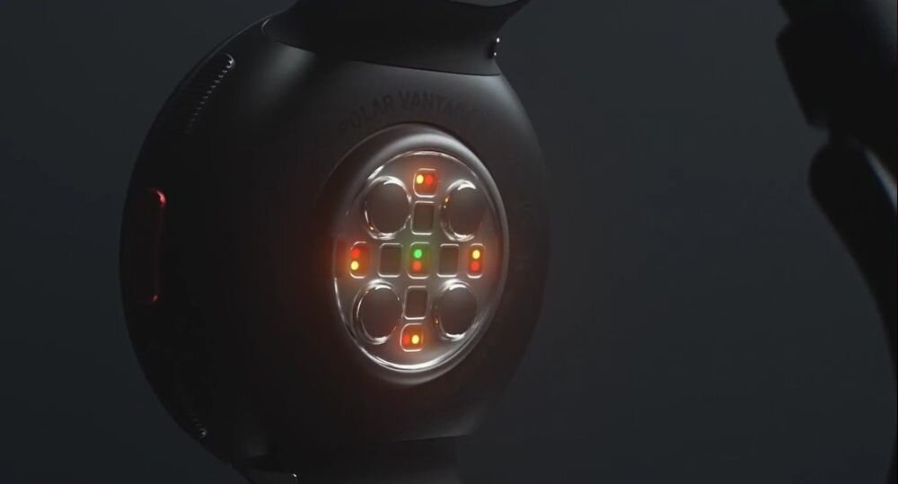 Zegarek sportowy POLAR Vantage V2  ekran bateria czujniki zdrowie sport pasek ładowanie pojemność rozdzielczość łączność sterowanie krew puls rozmowy smartfon aplikacja 