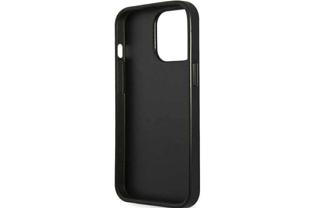 Etui GUESS Saffiano Triangle Metal Logo do Apple iPhone 13/13 Pro Czarny  luksus wytrzymałość marka elegancja styl wyrafinowanie