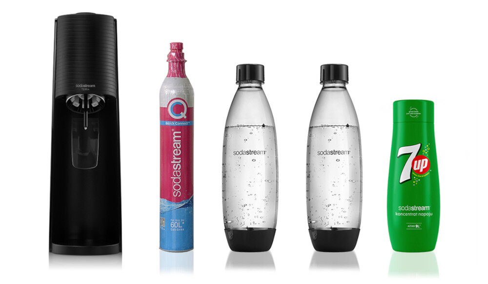 SODASTREAM Terra Czarny + Syrop 7UP 440 ml Saturator niskie ceny i