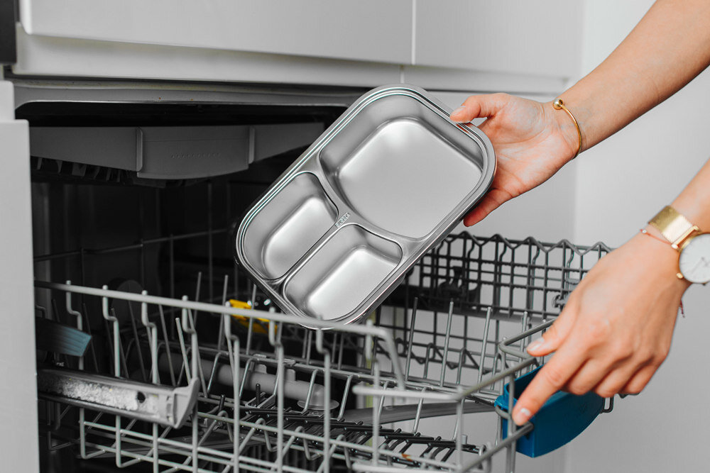 Termos na jedzenie NOVEEN LB540 Szary wyjmowany 3-komorowy pojemnik wykonanie stal nierdzewna inox łatwe czyszczenie wygodne przechowywanie składniki posiłki komfort użytkowania