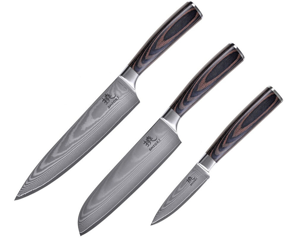 Zestaw noży SHIORI Chairo Shōto (3 elementy) 3 modele Chairo Santoku Chairo Sifu Chairo Shōto