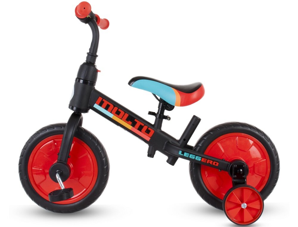 Rowerek biegowy SUN BABY Molto Leggero Czarno-czerwony + Popychacz  - Komfort 