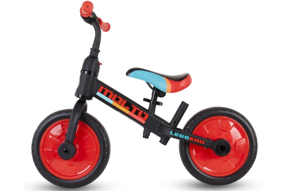 Rowerek biegowy SUN BABY Molto Leggero Czarno-czerwony + Popychacz  - doskonala jakosc 