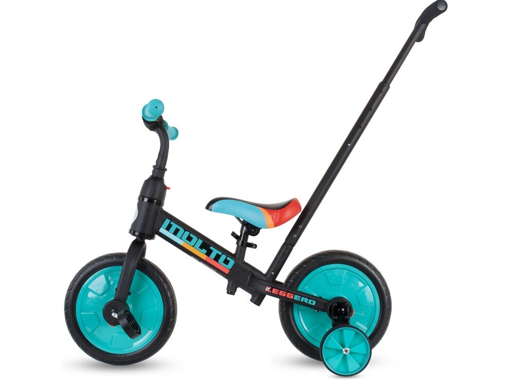 Rowerek biegowy SUN BABY Molto Leggero Czarno-czerwony + Popychacz  - Nauka jazdy 