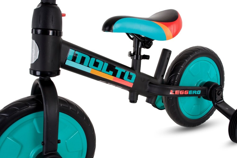 Rowerek biegowy SUN BABY Molto Leggero Czarno-czerwony + Popychacz  - wygoda uzytkowania 