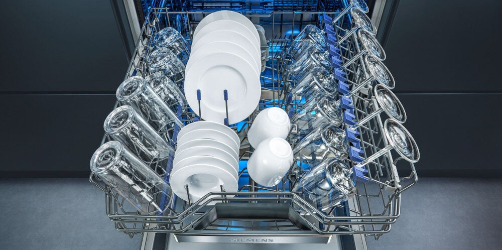 Zmywarka SIEMENS SN87YX03CE kosze flexComfort pro bezpieczne przechowywanie składane elementy