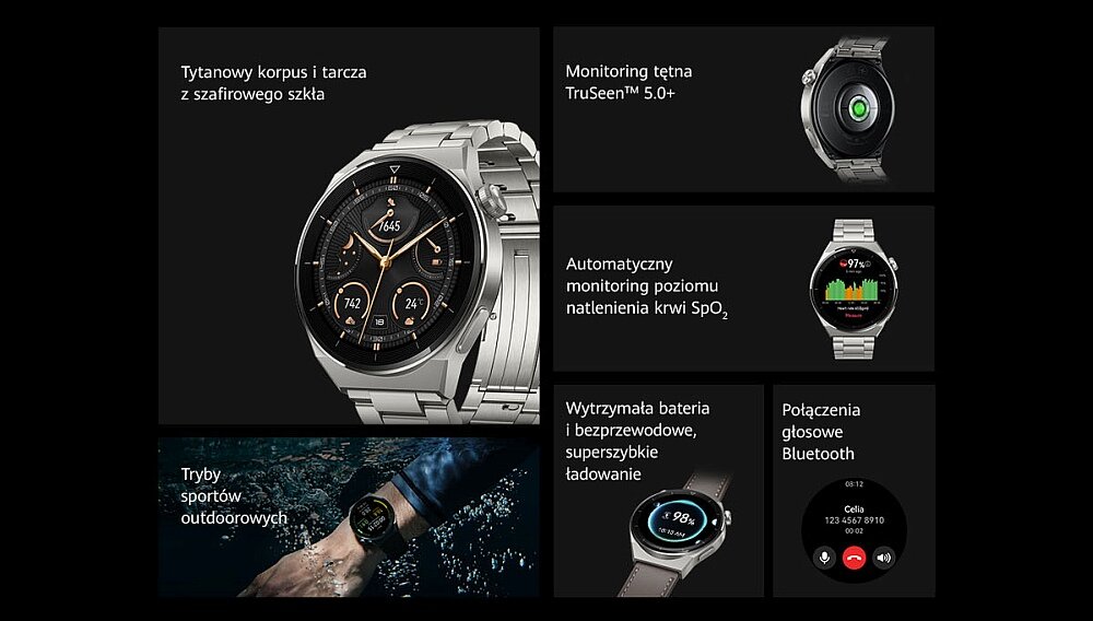 Smartwatch HAUWEI GT3 Pro ekran bateria czujniki zdrowie sport pasek ładowanie pojemność rozdzielczość łączność sterowanie krew puls rozmowy smartfon aplikacja
