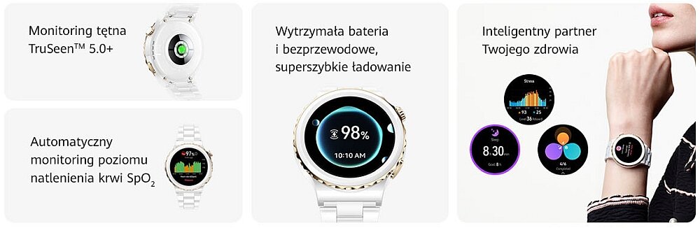 Smartwatch HAUWEI GT3 Pro ekran bateria czujniki zdrowie sport pasek ładowanie pojemność rozdzielczość łączność sterowanie krew puls rozmowy smartfon aplikacja