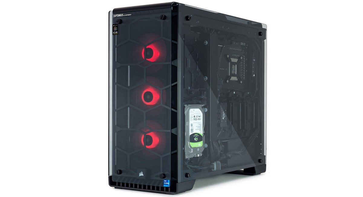 Komputer OPTIMUS E-Sport Extreme GZ690T-CR1 i7-12700KF 32GB SSD 1TB HDD 2TB GeForce RTX3080 Windows 10 Home złącza
