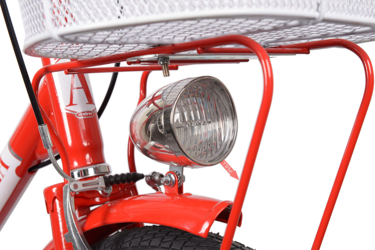 Rower miejski z koszykiem MBM Angela 1S 20 cali czerwony oswietlenie