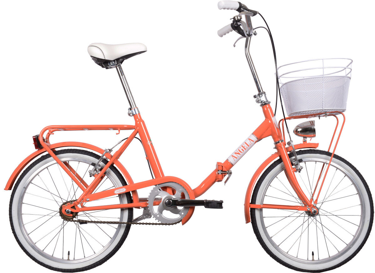 Rower miejski z koszykiem MBM Angela 1S 20 cali pomaranczowy wyglad