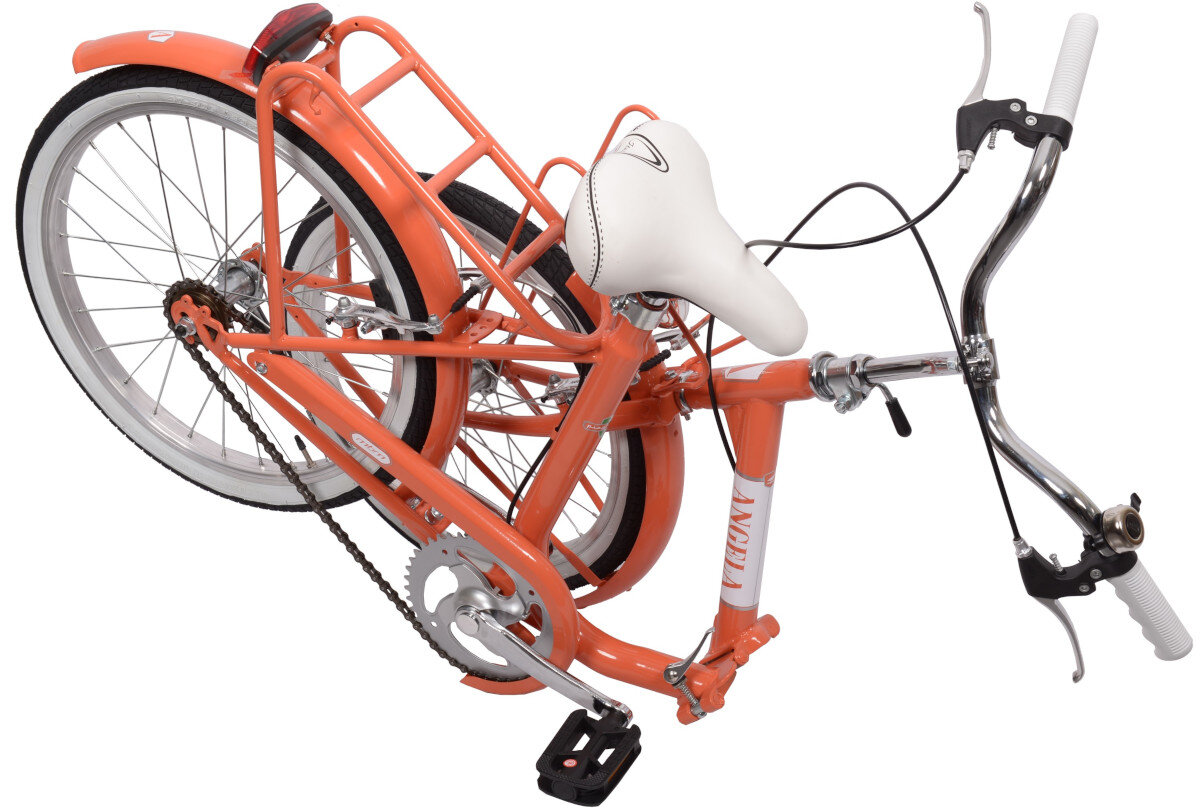 Rower miejski z koszykiem MBM Angela 1S 20 cali pomaranczowy skladana rama