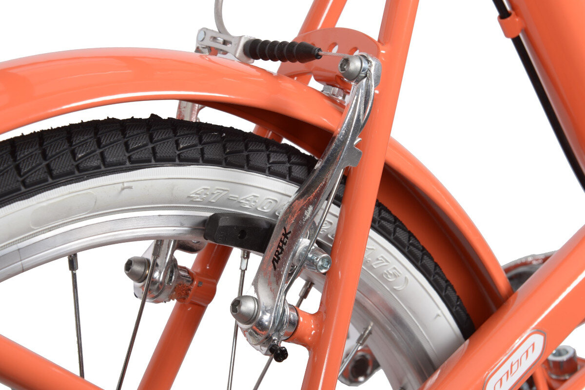 Rower miejski z koszykiem MBM Angela 1S 20 cali pomaranczowy hamulce