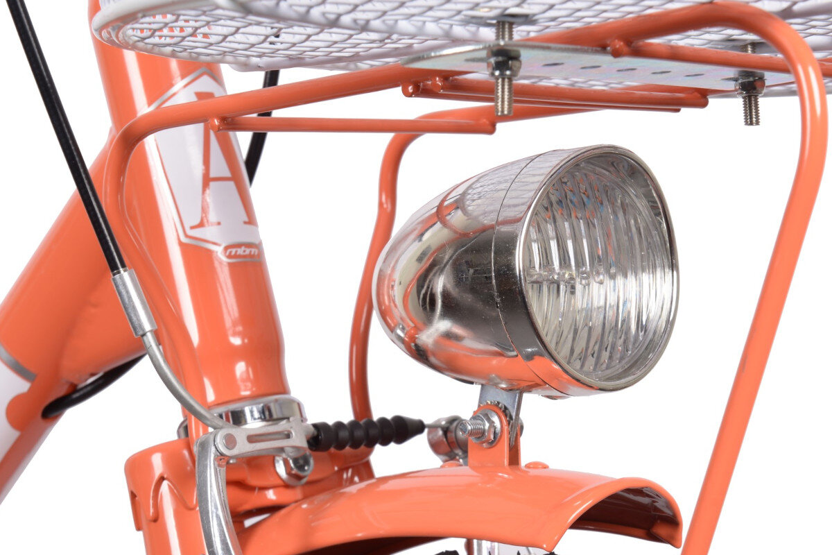Rower miejski z koszykiem MBM Angela 1S 20 cali pomaranczowy oswietlenie
