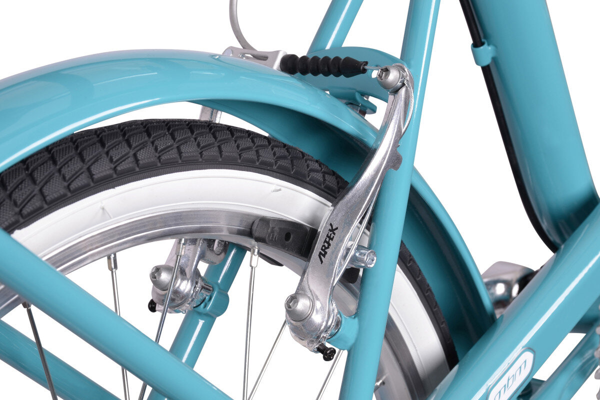 Rower miejski z koszykiem MBM Angela 1S 20 cali turkusowy hamulce