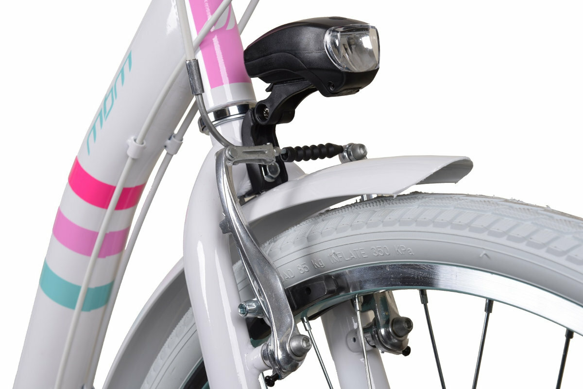Rower miejski MBM Fleur 6S 26 cali damski Bialy oswietlenie led