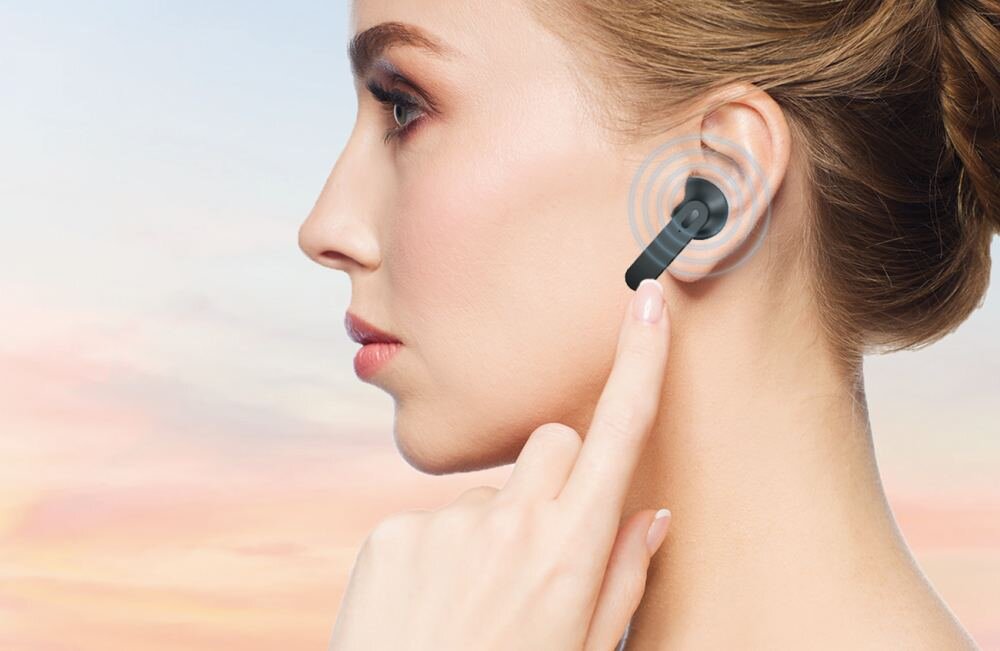 SŁUCHAWKI BLUETOOTH FOREVER FBE-02 TWS DOUSZNE BIAŁE przycisk niezwykły komfort brak dyskomfortu