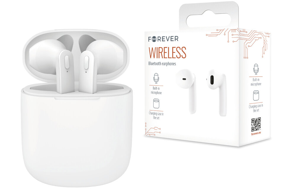 SŁUCHAWKI BLUETOOTH FOREVER FBE-02 TWS DOUSZNE BIAŁE