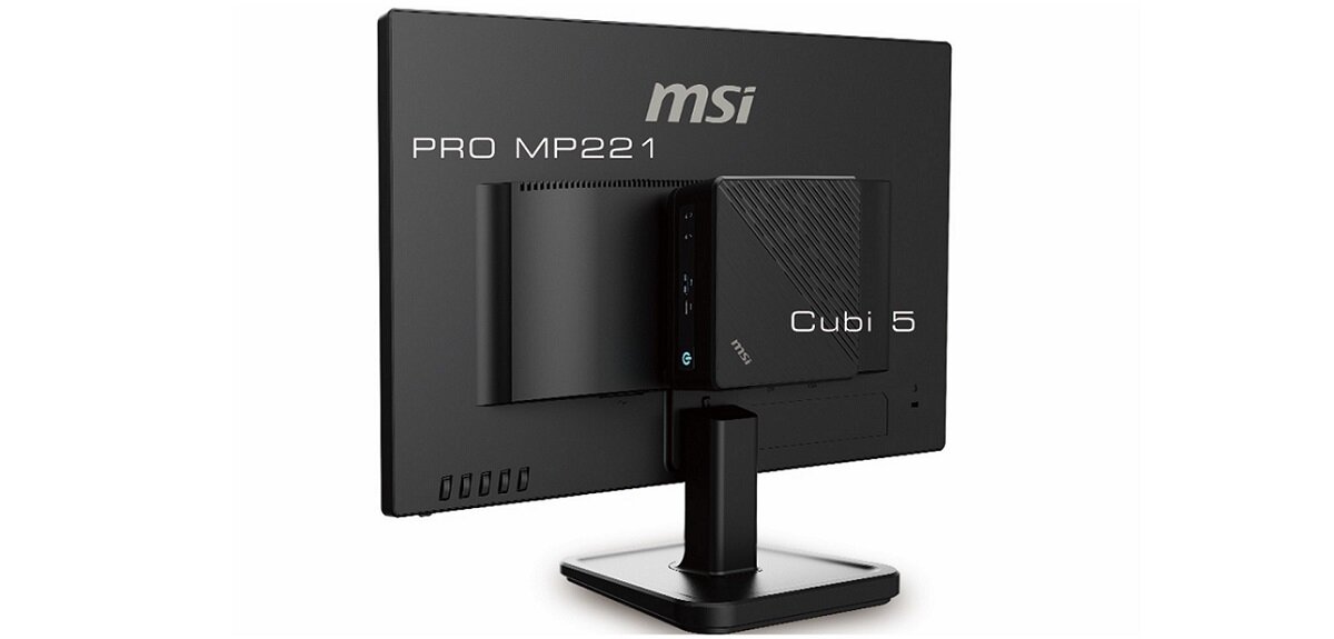 Komputer MSI Cubi 5 10M ożliwość montażu z tyłu monitora