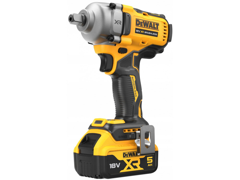 Klucz udarowy DEWALT DCF892P2T-QW solidny uchwyt z powłoką antypoślizgową ergonomiczna rękojeść spust do regulacji siły