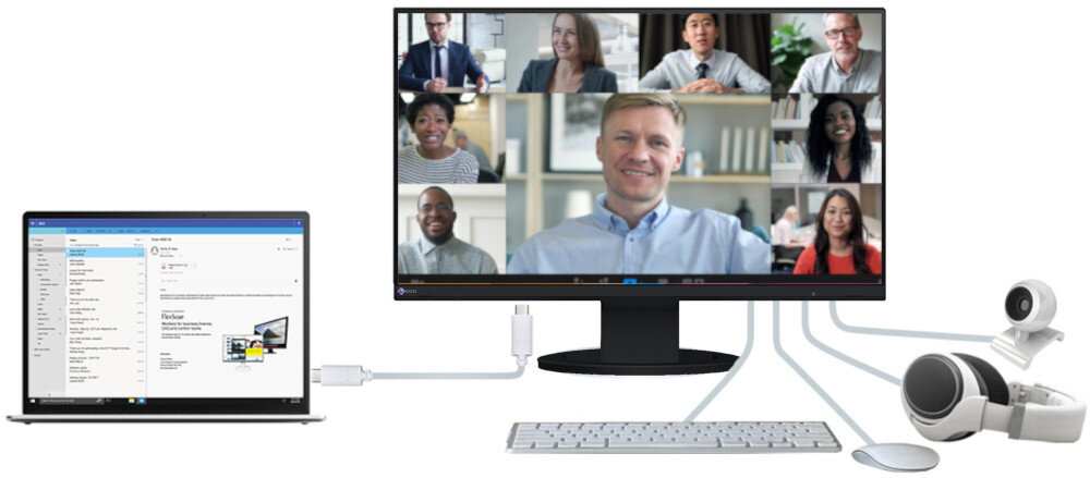 Monitor EIZO FlexScan EV2490-BK złącza hub USB