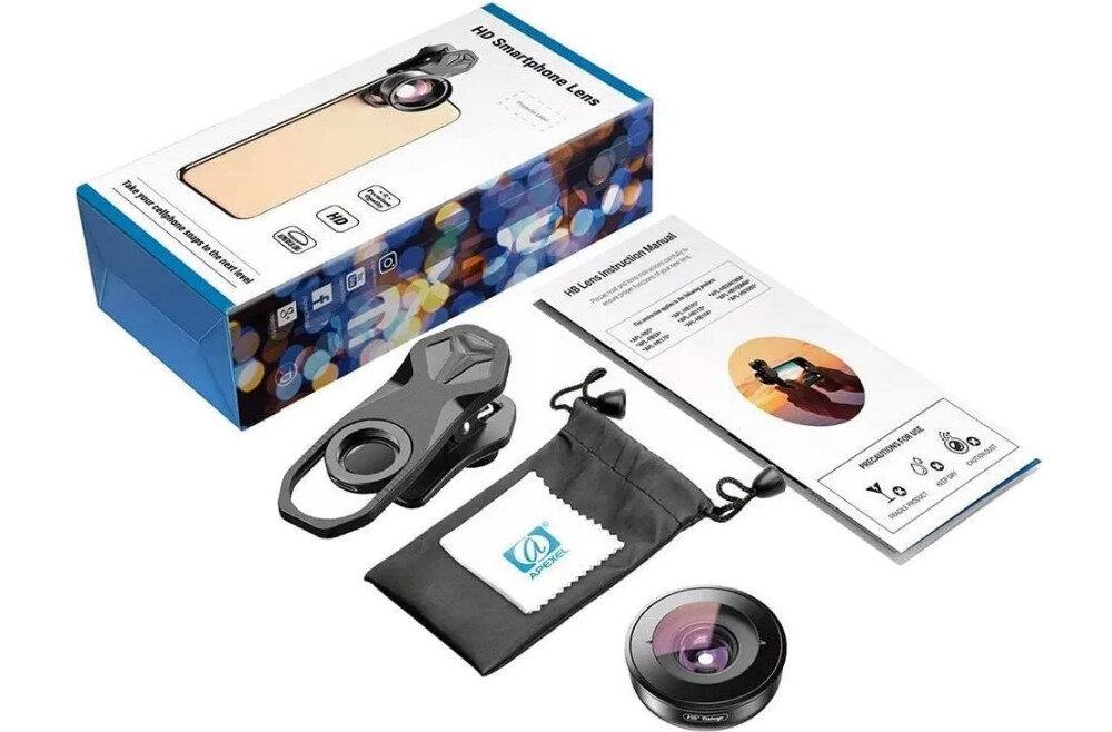 Obiektyw APEXEL Super Makro Lens zawartosc kompletu