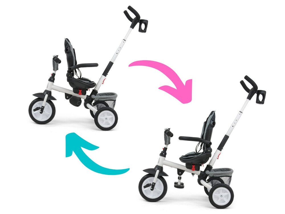 Trójkołowiec MILLY MALLY Stanley Różowy siedzisko wygodne komfortowe wyprofilowane możliwość obrotu jazda przodem tyłem lub bokiem dwustopniowa regulacja kąta oparcia