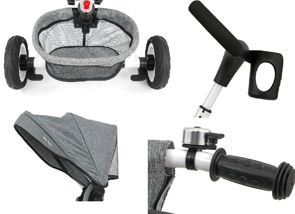 Trójkołowiec MILLY MALLY Stanley Różowy koszykdo3 kg obciążenia budka z siatką uchwyt na kubek dzwonek