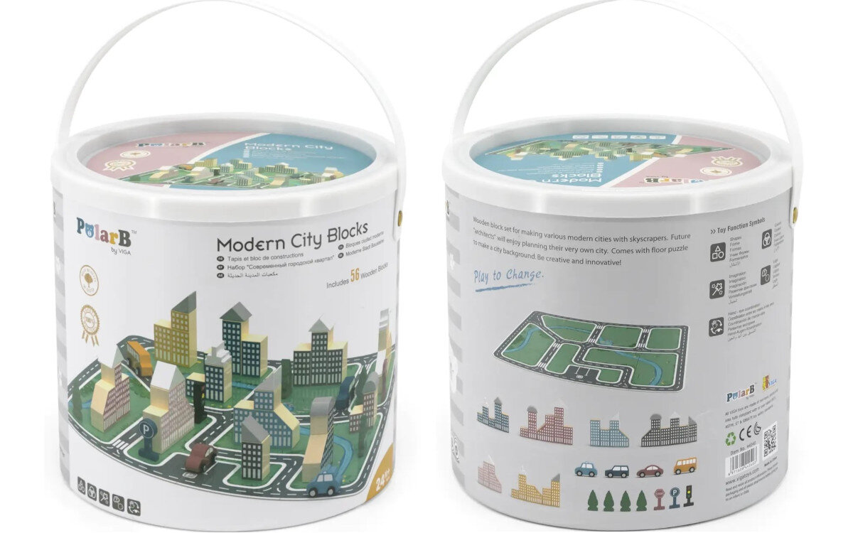 Klocki sensoryczne VIGA Makieta miasta 44040 elementy zestaw