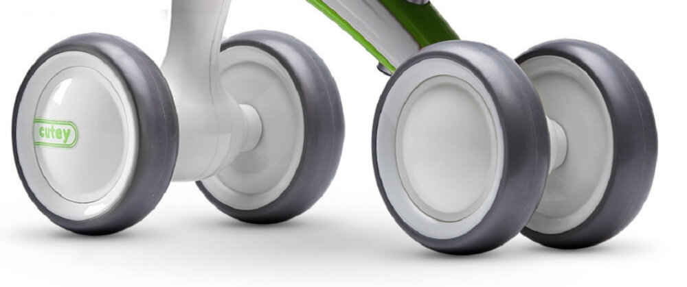 Rowerek biegowy QPLAY Cutey Zielono-biały kola cztery stabilne z pianki EVA 6-calowe trwale ciche ogranicznik skretu kierownicy bezpieczenstwo