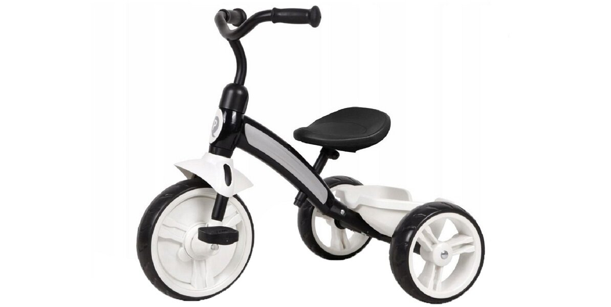 Trójkołowiec QPLAY Elite udogodnienia kierownica rączki antypoślizgowe rama siedzisko oparcie pedały koła struktora kosz wyprawa