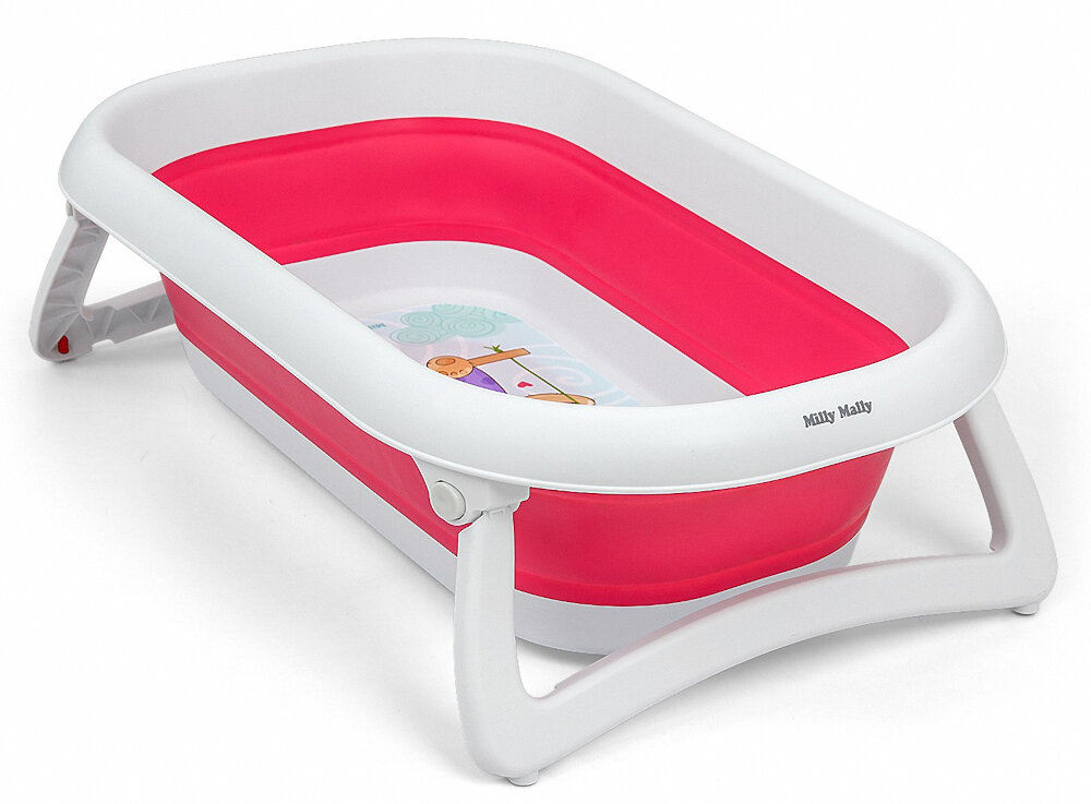 Wanienka składana MILLY MALLY Aqua Różowy innowacyjna funkcjonalna niewielka latwo skladana konstrukcja wygodna i bezpieczna dla dziecka dla dzieci od pierwszych dni zycia