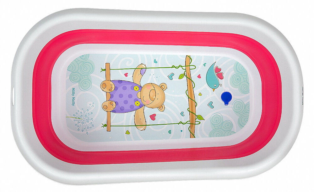 Wanienka składana MILLY MALLY Aqua Różowy z trwalych bezpiecznych materialow silikonowe dno boki z miekkiego tworzywa sztucznego mile w dotyku nie powoduje alergii latwe w utrzymaniu czystosci