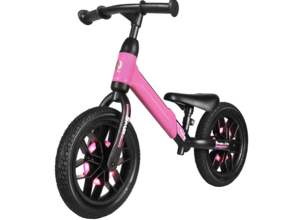 Rowerek biegowy QPLAY Spark Różowy do nauki w stabilnej konstrukcji